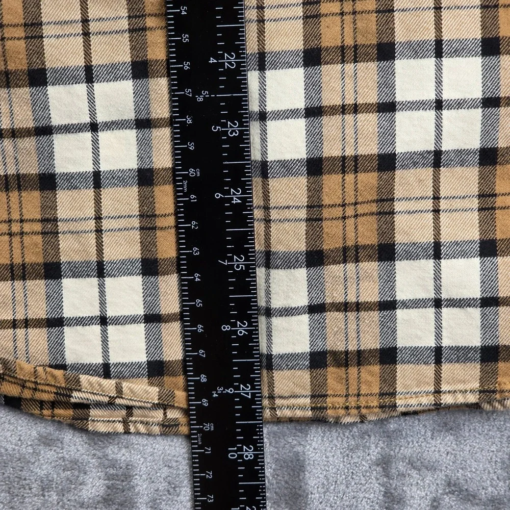 Banana Republic Button Down Shirt Mens S Brown Plaid Cotton Flannel Long Sleeve‎